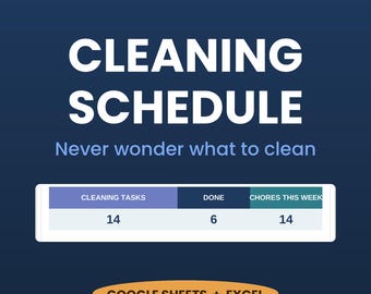 Cleaning Schedule Spreadsheet | Chore Chart, Household Checklist, Home Maintenance Tracker, Family Routine | Google Sheets & Excel