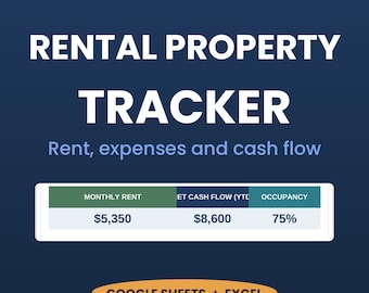 Rental Property Tracker | Landlord Spreadsheet, Rent Roll, Income Expense, Cash Flow, Schedule E, Multi Property (Google Sheets/Excel)