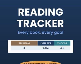 Reading Tracker Spreadsheet | Book Log, TBR List, Reading Challenge, Yearly Goal (Google Sheets/Excel)