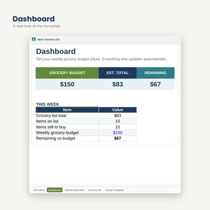Weekly Meal Planner Spreadsheet | Budget Grocery List, Pantry Tracker (Google Sheets, Excel) imagen 2