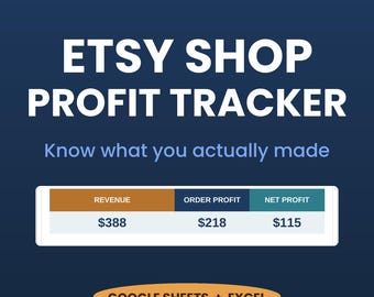 Etsy Seller Profit Tracker | Sales, Fees, Expenses, Profit Loss Spreadsheet for Shop Owners (Google Sheets/Excel)