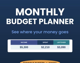 Monthly Budget Spreadsheet | Paycheck Budget Planner, Bill and Expense Tracker | Google Sheets & Excel Template | Instant Download