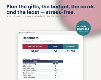 Christmas Holiday Planner | Budget, Gift Tracker, Menu (Digital Download)