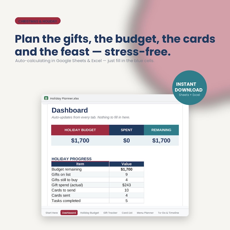 Christmas Holiday Planner | Budget, Gift Tracker, Menu (Digital Download) zdjęcie 1