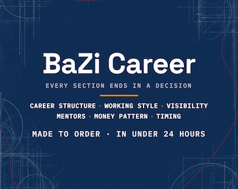 Lectura de la trayectoria profesional según el Bazi, astrología china para el trabajo, el dinero y el momento oportuno, informe personalizado de la trayectoria profesional según la carta natal.