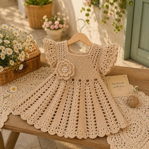 beige baby dress found nowhere else.