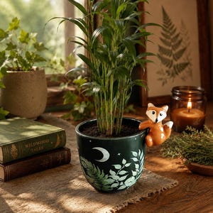 Green Forest Plant Pot With Fox