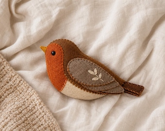 Felt Robin Bird Sewing Pattern PDF, Beginner Hand-Sewn Soft Toy, Full-Size Printable Templates