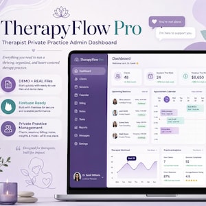 TherapyFlow Pro – HTML-mall för instrumentpanel för privat praktik och klienthantering för terapeuter