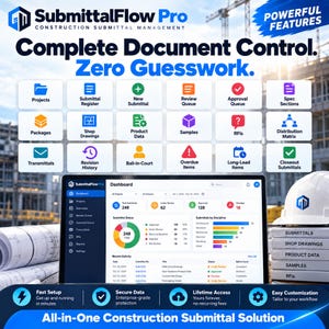 SubmittalFlow Pro — Dashboard voor goedkeuring van bouwdocumenten en RFI's | Firebase Software