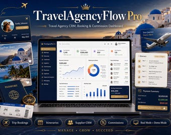 TravelAgencyFlow Pro – Travel Agency CRM, Booking & Commission Dashboard HTML Template