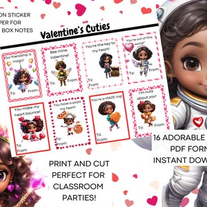 Exclusive African American Valentine&#39;s Cards - Instant Download for Classroom Use