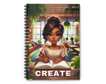 CREATE Art Journal - African American Women Inspired - Handcrafted Journal with Vibrant Artwork Spiral Notebook - Ruled Line