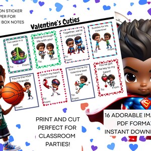 Exklusive afroamerikanische Valentinstagskarten für Jungen - Instant Download für den Gebrauch im Klassenzimmer