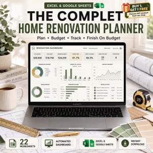 Home Renovation Planner | Renovation Budget Tracker | Google Sheets Template | Home Remodel Project Organizer | Renovation Checklist image 1