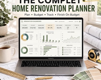 Home Renovation Planner | Renovation Budget Tracker | Google Sheets Template | Home Remodel Project Organizer | Renovation Checklist