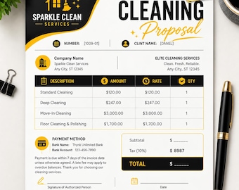 Cleaning Service Proposal Template| Commercial Cleaning Bid| Janitorial Estimate|Cleaning Business Quote| Editable Canva PDF for Cleaners