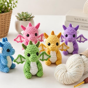Baby Dragon Crochet Pattern, Cute Amigurumi Dragon PDF, Easy Crochet Dragon , No Sew Plushie Pattern, Plushie Crochet, Digital Download