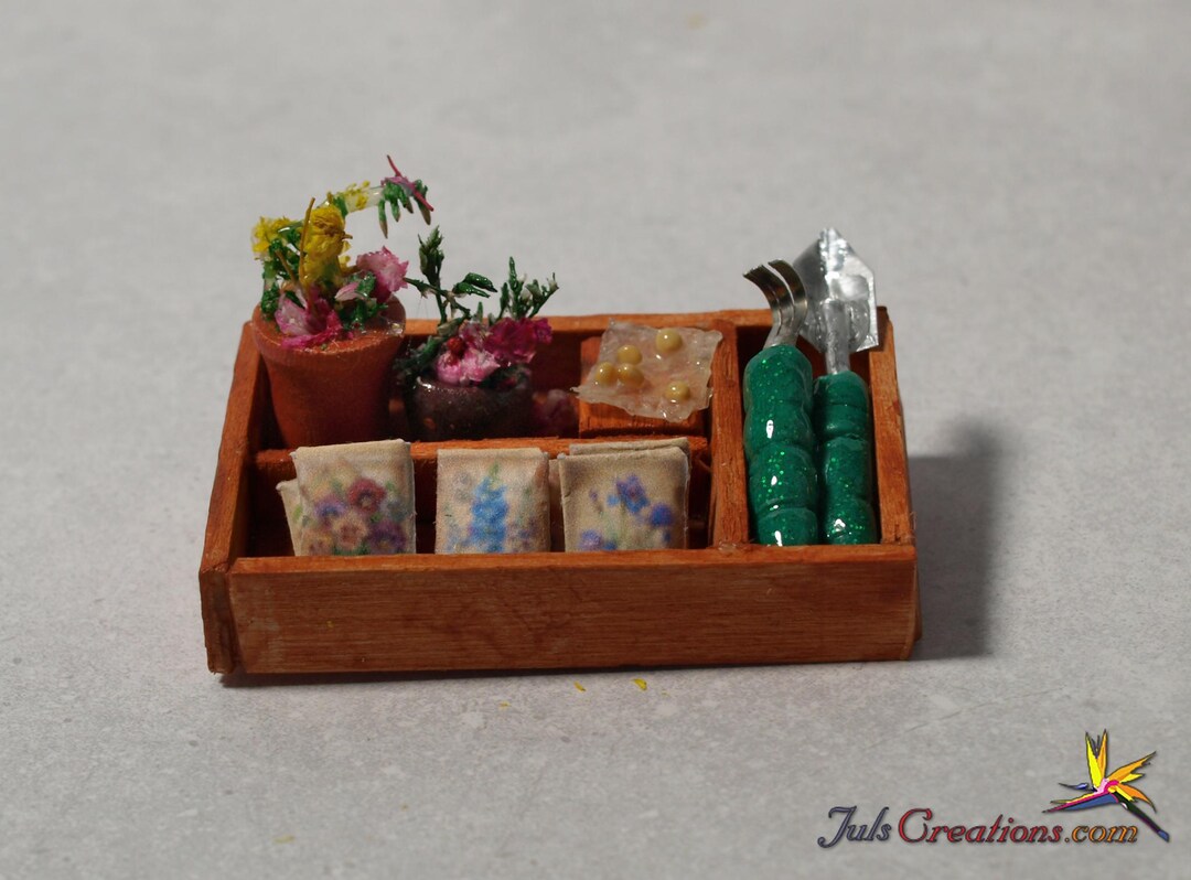 1:12 Dollhouse Miniature Garden Seed Tray Set | Real Seed Packets ...