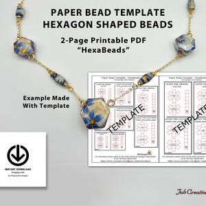 Hexagon Paper Bead Template | Printable PDF | Jewelry Craft Template | Instant Download