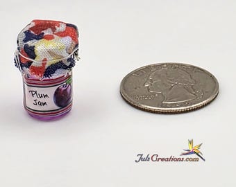 1:12 scale miniature plum jam jar – Dollhouse Kitchen Accessories