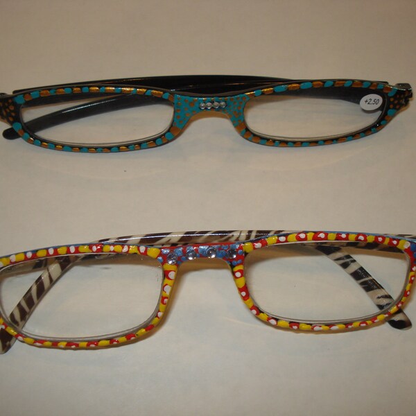 2  Order 2 pair of hand painted reading glasses