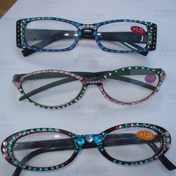 hand painted one of a kind reading glasses