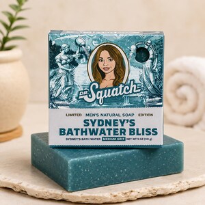 Saponetta Dr. Squatch Sydney Sweeney Bathwater Bliss, edizione limitata, saponetta naturale da uomo, saponetta color verde acqua, regalo da collezione per il bagno, saponetta unica