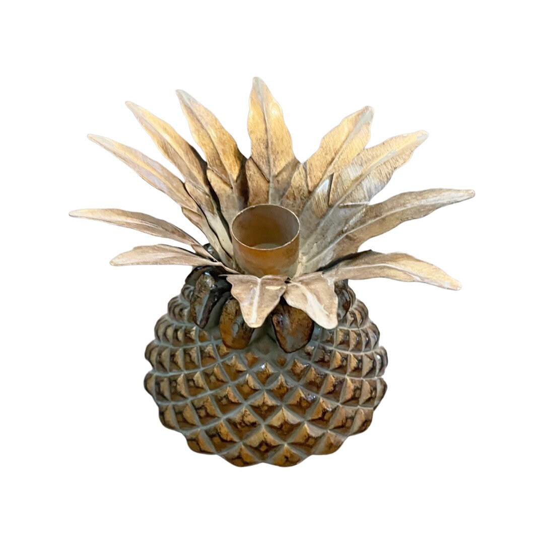 Vintage Brass Pineapple Candlestick Holder Etsy