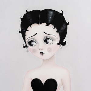 Obra de arte original de BETTY BOOP, surrealismo pop, caricatura vintage, pintura lowbrow, muñeca de ojos grandes - Por Autumn