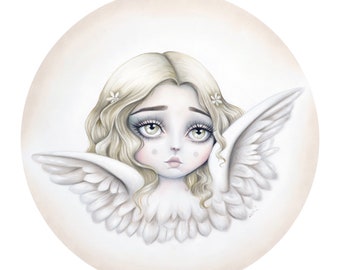 Vintage Cherub 'Angel' - Renaissance art print, LIMITED EDITION signed numbered Pop Surrealism Lowbrow Art Print By Autumn