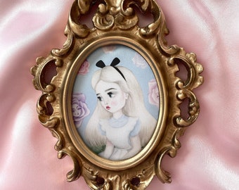 Alice In Wonderland, Victorian Art 'Alice' Fairytale Art, Vintage Frame Vintage Silk Print