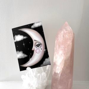 MOON Art Print 'la luna' Baby Moon, Pop Surrealism Lowbrow Mystical Celestial Home Decor, Whimsigoth Witchy Moon Wall Art - By Autumn image 2