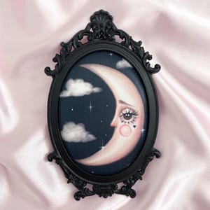 Luna Bebé 'La Luna' Luna - Impresión de Seda Vintage Enmarcada Rara - Arte Vintage - Por Autumn
