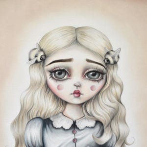 Bumblebee, Big Eye Doll 'Bee Mine' Cottagecore Art - LIMITED EDITION Pop Surrealismus, Low Brow Kunstdruck