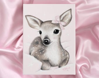 Coquette Deer Art Print Dollette Baby Animal Artwork - By Autumn
