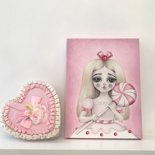 Land of sweets 'Lollipop' - LIMITED EDITION signed numbered Pop Surrealism Illustration print lowbrow art, cotton candy, babycore, big eyes