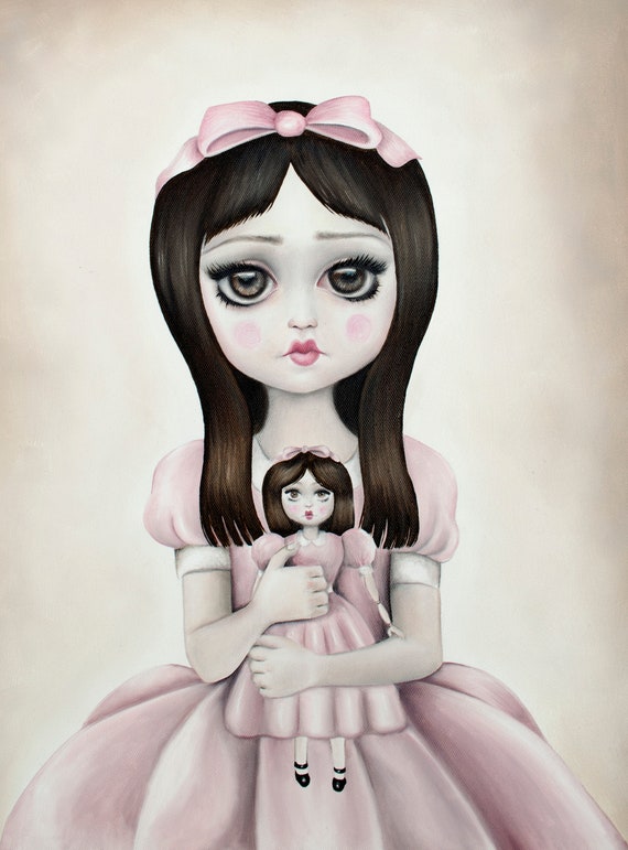 Vintage 60s Art Doll Big Eye Art Print 'The Haunted Doll' Morute Dollette Dollcore