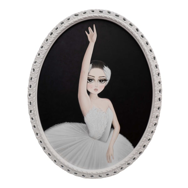 Ballet Art Print, Swan Lake, Black Swan 'Odette' Balletcore, Ballet Artwork, Ballerina, Ballet Print - By Autumn