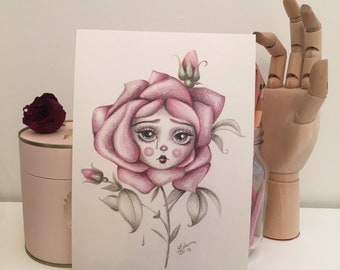 Alice In Wonderland Illustration &#39;The Poison Rose&#39; Fairytale, Fairycore, Fairy Tale Floral Rose Victorian Art Print - By Autumn