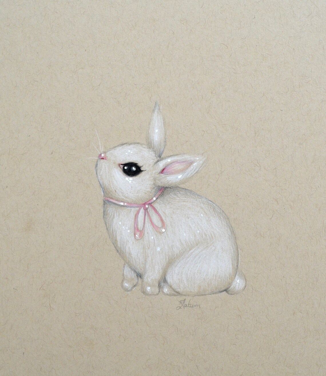 Adorable Bunny Illustration 'Marshmallow' MINI PRINT Etsy