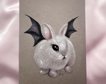 Bunny Bat Halloween Art Print - By Autumn