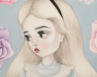 Alice In Wonderland  - LIMITED EDITION signed numbered Pop Surrealism Lowbrow Art Print By Autumn
