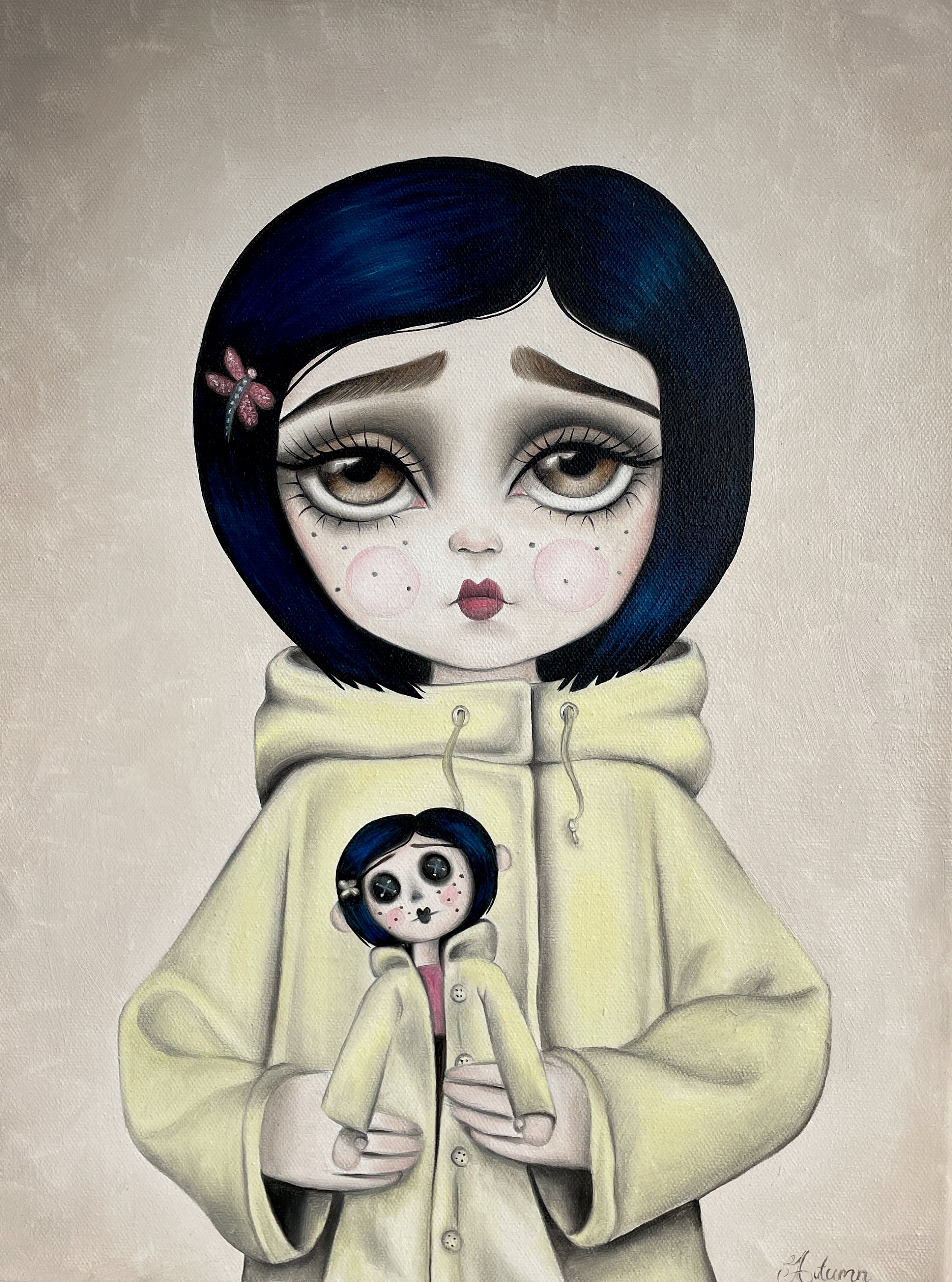 Halloween Art Print Creepy Doll 'Button Eyes' Halloween Wall Decor, Pop Surrealism Lowbrow Art, LIMITED EDITION Print - By Autumn