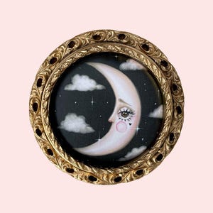 Lámina artística "La Luna" de Baby Moon, surrealismo pop, decoración celestial mística de estilo lowbrow, arte de pared de luna de brujas whimsigoth - By Autumn