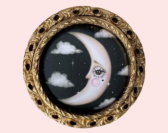 MOON Art Print &#39;la luna&#39; Baby Moon, Pop Surrealism Lowbrow Mystical Celestial Home Decor, Whimsigoth Witchy Moon Wall Art - By Autumn