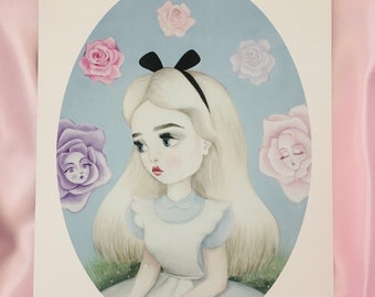 Alice In Wonderland  - LIMITED EDITION signed numbered Pop Surrealism Lowbrow Art Print By Autumn