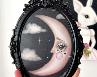 Whimsical 'La Luna' Moon Art Print, Baby Moon - Victorian Framed Vintage Art Print - By Autumn