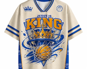 クリスチャンバスケットボールジャージシャツ｜イエスは王様グラフィックスポーツTシャツ