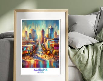 Alabama, United States, America Travel Poster | Travel Print | Wall Art Print | City Poster | Travel Wall Decor Gift